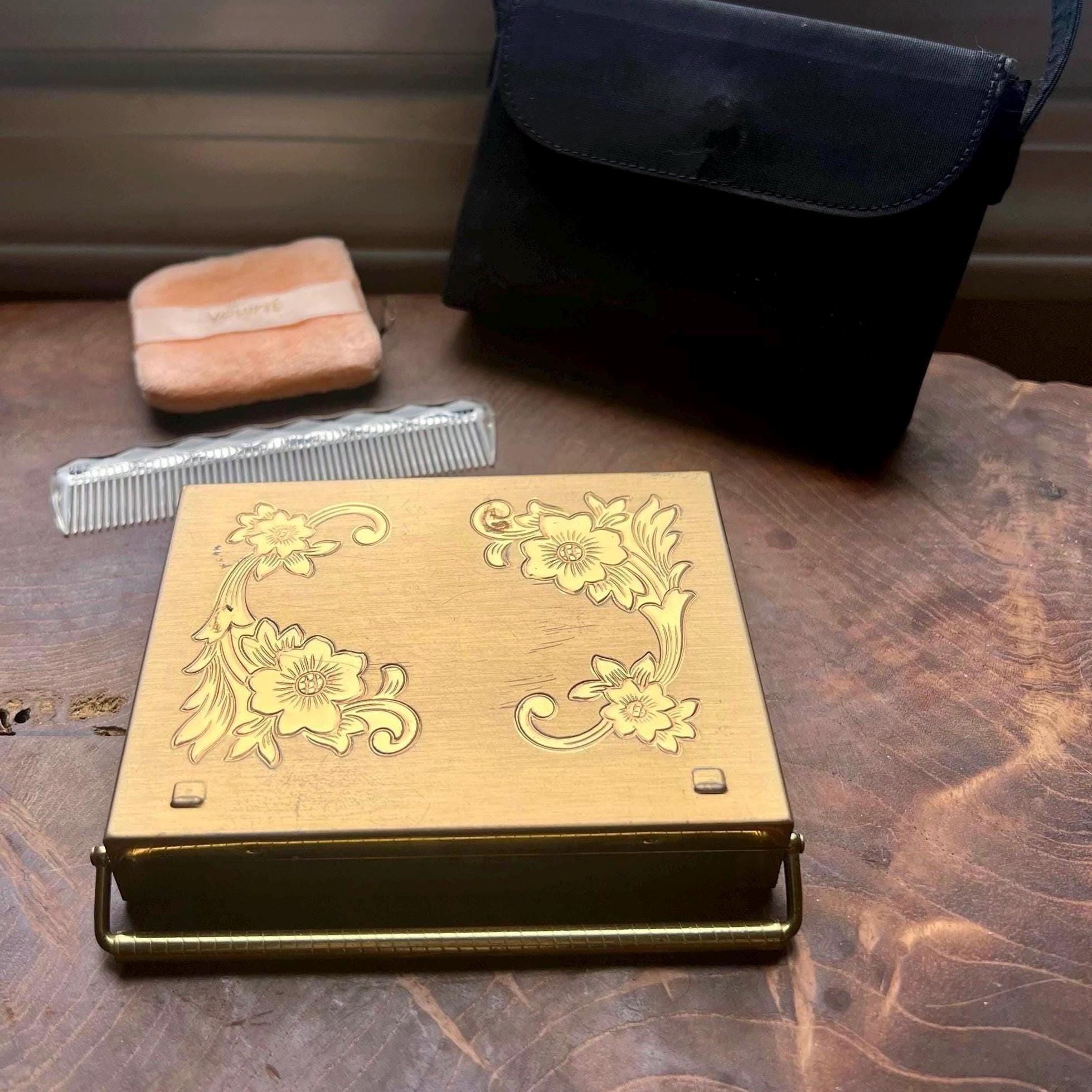Vintage Volupté Gold Floral Compact Set | Swinglok Sophistici-case