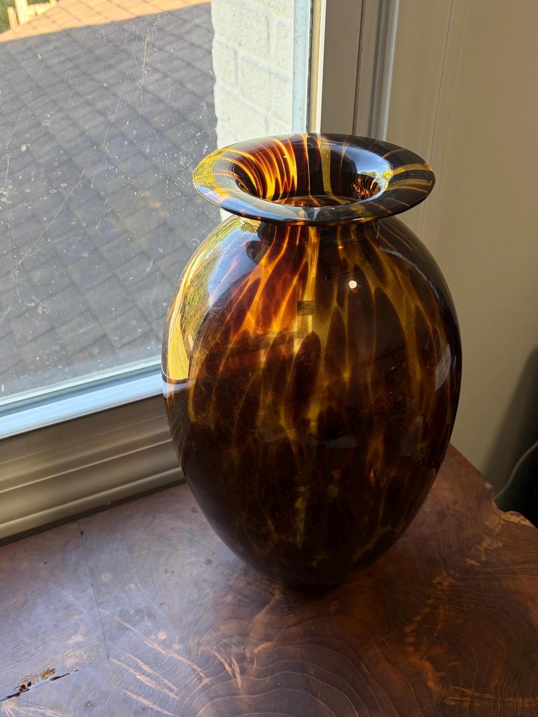 Vintage Amber Vase - Etsy