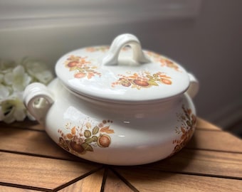 Vintage 1970sFall Ceramic Soup Tureen | Hand-Painted Autumn Harvest Design | Thanksgiving Tableware Collectible