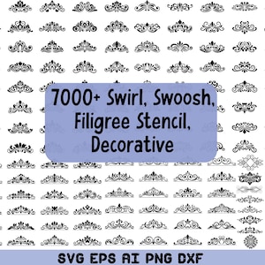 7000 Swirl SVG, Bundle for Cricut, Swoosh, Baroque Filigree Stencil, Decorative Flourish Svg, Separated SVG PNG Instant Download