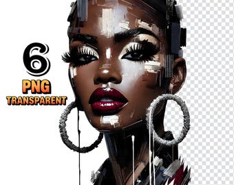 Schwarze Frau PNG | Afro schwarze Frau Druck | Melanin schwarze Mädchen Clipart | Schwarze Kultur Kunst | Afrikanerin | Sofort Download