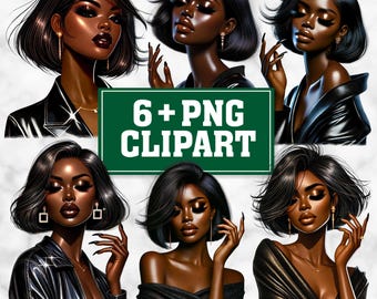 Schwarze Frau PNG Bündel | Afro schwarzes Mädchen Druck | Melanin schwarze Mädchen Clipart | Afrikanerin | Sofort Download