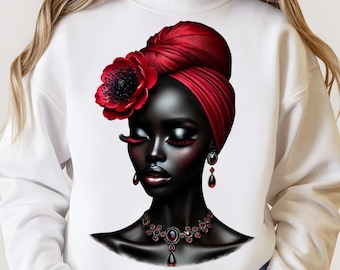 Schwarze Königin (PNG) | Melanin Black Girl Magic | Kunstdruck zur schwarzen Kultur | Clipart einer Afro-Frau | Digitaler Download
