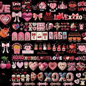 Mega 500+ Valentines Day PNG SVG Bundle, Valentine Clipart Pack, Cute ...