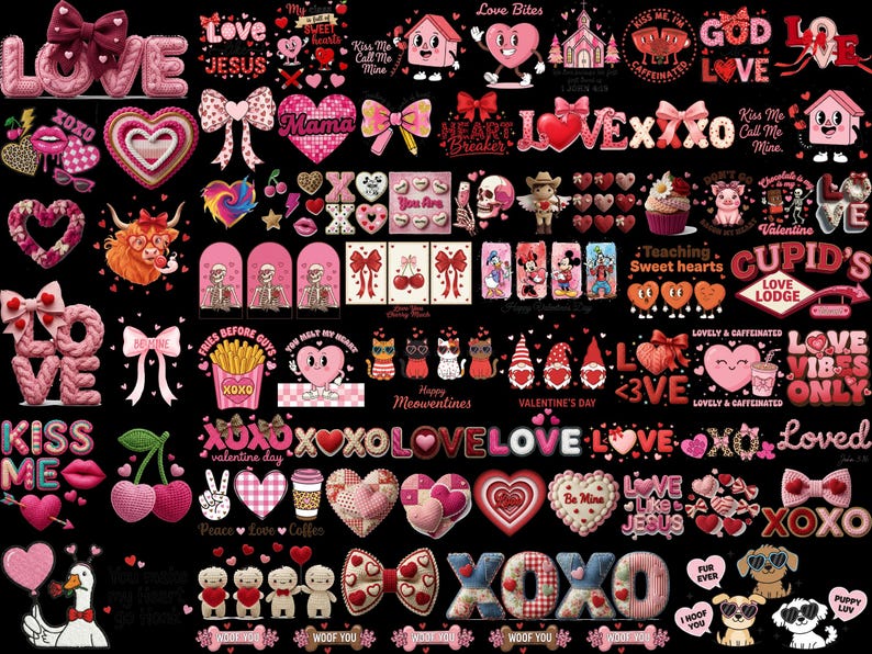 Mega 500+ Valentines Day PNG SVG Bundle, Valentine Clipart Pack, Cute ...