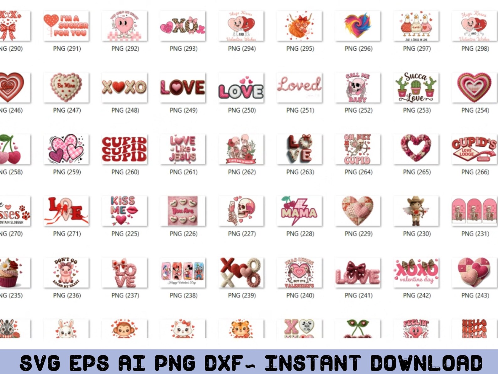 Mega 500+ Valentines Day PNG SVG Bundle, Valentine Clipart Pack, Cute ...