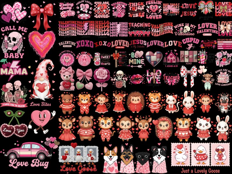 Mega 500+ Valentines Day PNG SVG Bundle, Valentine Clipart Pack, Cute ...