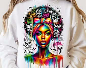 Schwarze Königin (PNG) | Melanin Black Girl Magic | Kunstdruck zur schwarzen Kultur | Clipart einer Afro-Frau | Digitaler Download