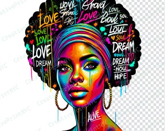 Black Queen African Map PNG | Black Woman | Dripping Afro Melanin Sublimation Design | Black History Month Afro Woman PNG | Digital Download