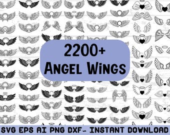 Mega 2200+ Engelsflügel SVG, PNG PNG AI - Engelsflügel Clipart, Flügel Sparset, Flügel Silhouette & Umriss, Cricut Cut Files - Download