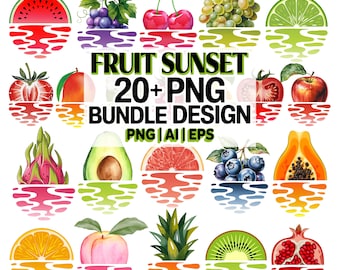 Sommer Früchte T-Shirt, Fruchtscheibe, Sonnenuntergang, Sonnenschein, PNG, Ai, EPS, süßes Sommer Obst T-Shirt, Sonnenuntergang T-Shirt, Sommer Vibes Shirt, digitaler Download
