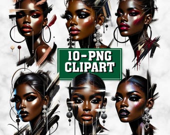 Schwarze Frau PNG | Afro schwarze Frau Druck | Melanin schwarze Mädchen Clipart | Schwarze Kultur Kunst | Afrikanerin | Sofort Download