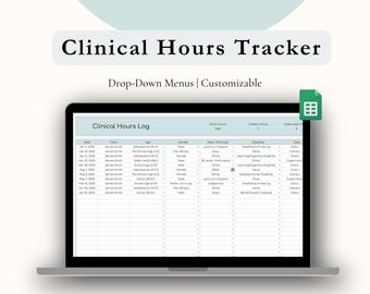 Clinical Hour Tracker for Psychology Students – Direct, Indirect & Supervision Hours Log (Google Sheets)