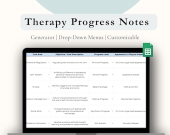 Therapy Progress Notes Generator | Google Sheets Template (Editable)