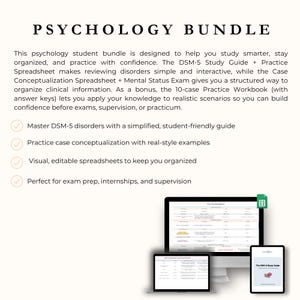 Psychology Student Bundle | DSM-5 Study Guide + Case Conceptualization Spreadsheet + Bonus Practice Workbook image 5