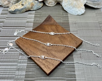 Minimalistic Sterling Silver Kanji Ankle Bracelet-Love, Friendship or Good Luck/Fortune/Adjustable/WANDERLIGHT COLLECTION