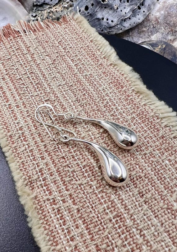 Puffy Solid Sterling Silver Statement Drop Earrin… - image 4