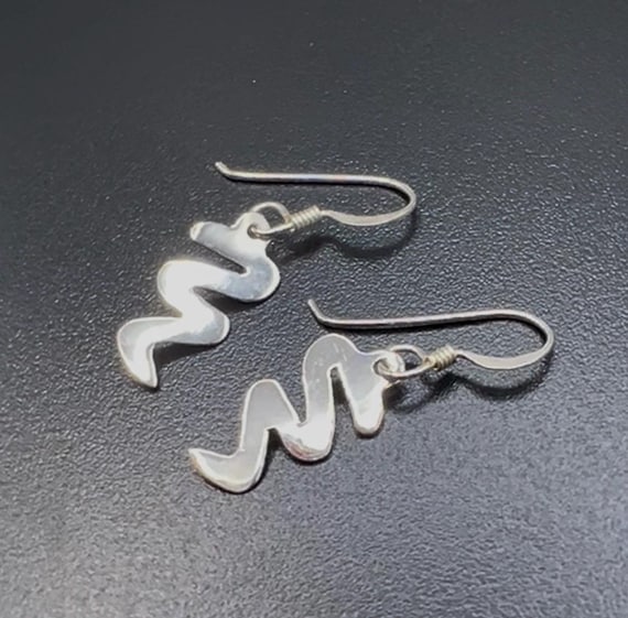 Retro Solid Sterling Silver Statement Earrings/19… - image 6
