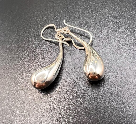 Puffy Solid Sterling Silver Statement Drop Earrin… - image 3