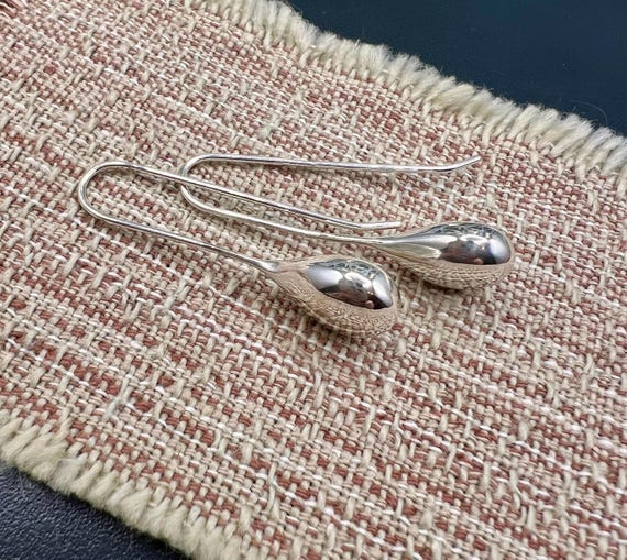 Puffy Solid Sterling Silver Statement Drop Earrin… - image 10