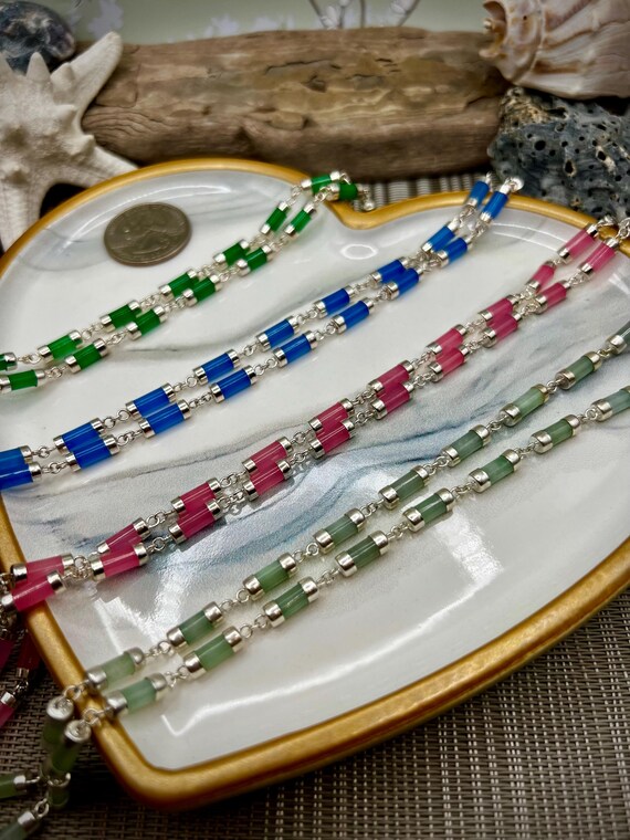 Petite-Link Burmese Jade Necklace/Solid Sterling Silver/AURORA COLLECTION View 4