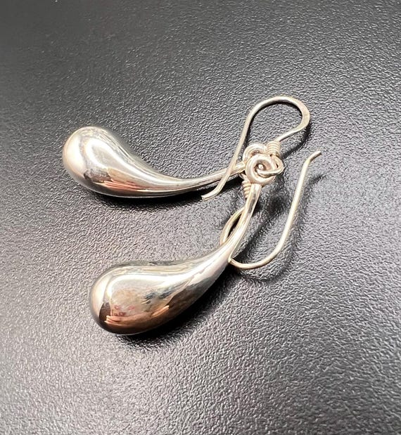 Puffy Solid Sterling Silver Statement Drop Earrin… - image 5