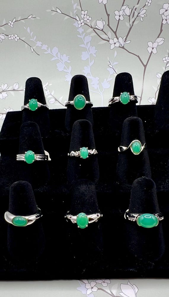 Australian Jade Sterling Silver Rings/Minimalist Crystal Accents/AUSSIE COLLECTION
