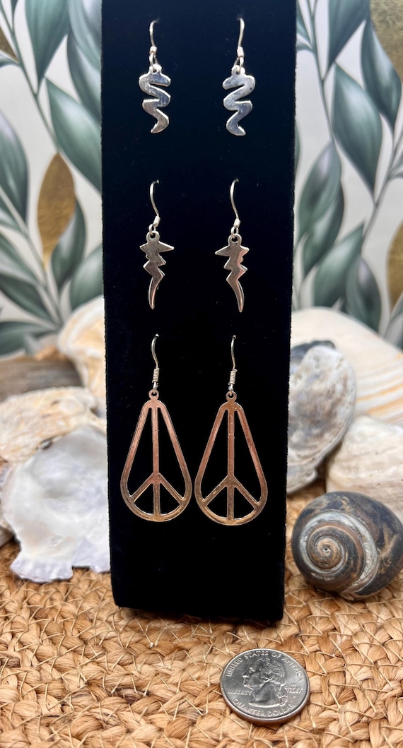 Retro Solid Sterling Silver Statement Earrings/19… - image 2