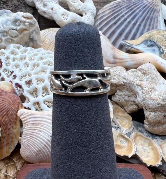 Sterling Silver Toe Ring: SURFER, DOLPHIN, OCEAN,… - image 4