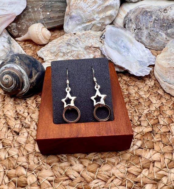 Sterling Silver Celestial Earrings, Moon Face, Su… - image 5