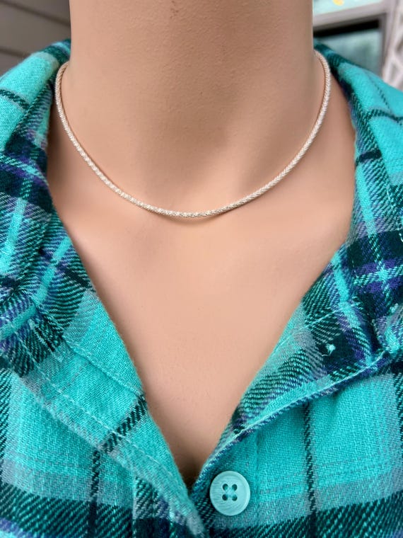 Solid Sterling Silver Necklaces/Sparkle ROPE or O… - image 2