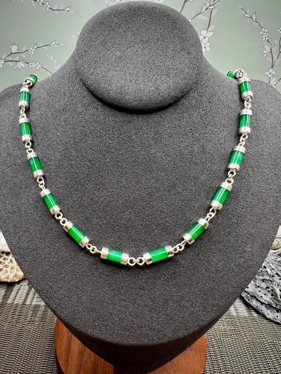 Petite-Link Burmese Jade Necklace/Solid Sterling Silver/AURORA COLLECTION View 5
