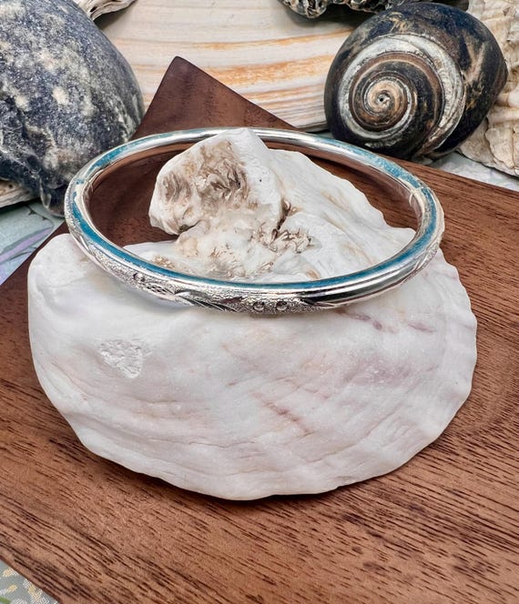 Petite Solid Sterling Silver Hinged Bangle Bracel… - image 7