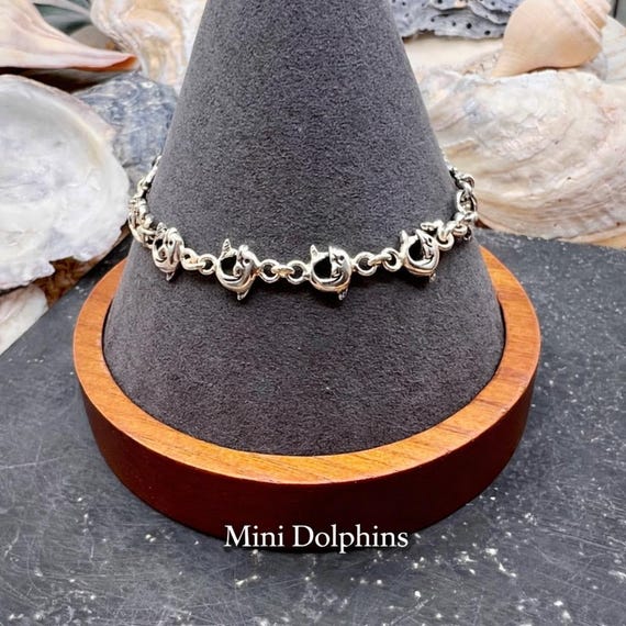 Solid Sterling Silver Nautical Dolphin Bracelets/… - image 7