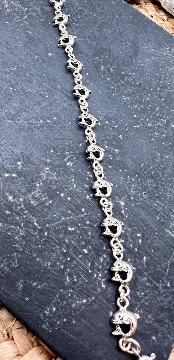 Solid Sterling Silver Nautical Dolphin Bracelets/… - image 6