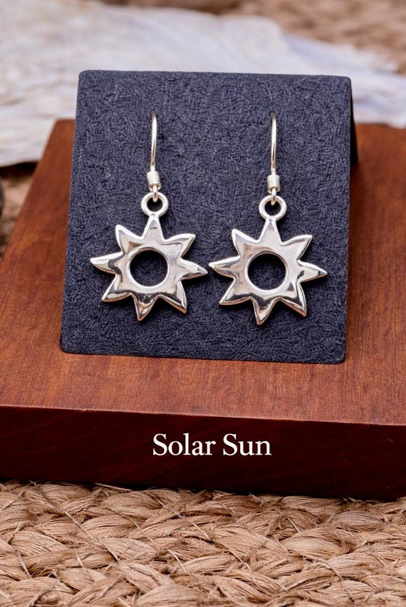 Sterling Silver Celestial Earrings, Moon Face, Su… - image 12