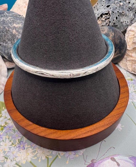 Petite Solid Sterling Silver Hinged Bangle Bracel… - image 6