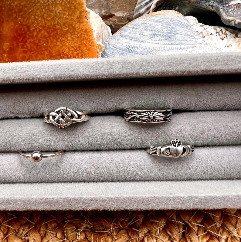 Solid Sterling Silver Adjustable Toe Ring/Irish Knot, Reversible, Leaf & Claddagh Designs/WANDERLIGHT COLLECTION image 1