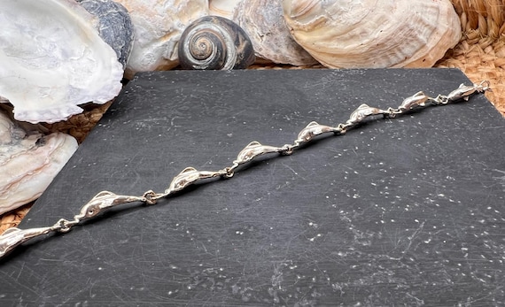 Solid Sterling Silver Nautical Dolphin Bracelets/… - image 10