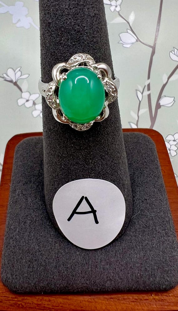 Australian Jade Rings/Sterling Silver, Crystal Accents/AUSSIE COLLECTION View 2