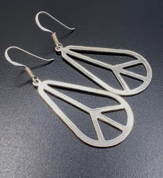 Retro Solid Sterling Silver Statement Earrings/19… - image 9