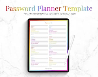 Password Planner Goodnotes Template, Digital Password Log PDF, Login Tracker Page, iPad Password Organizer, Student Password Tracker