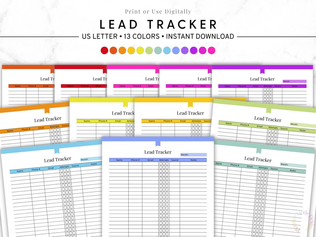 Lead Tracker Printable, Sales Lead Tracker, CRM Printable, Customer ...
