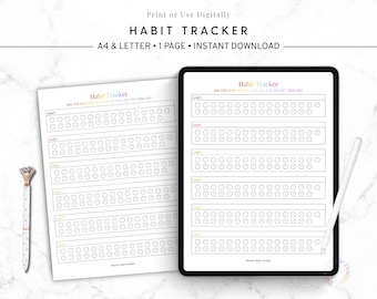 Monthly Habit Tracker Printable, Daily Habit Tracker PDF, Monthly Habit Tracker, Minimalist Planner Page, Self Care Tracker, Daily Routine