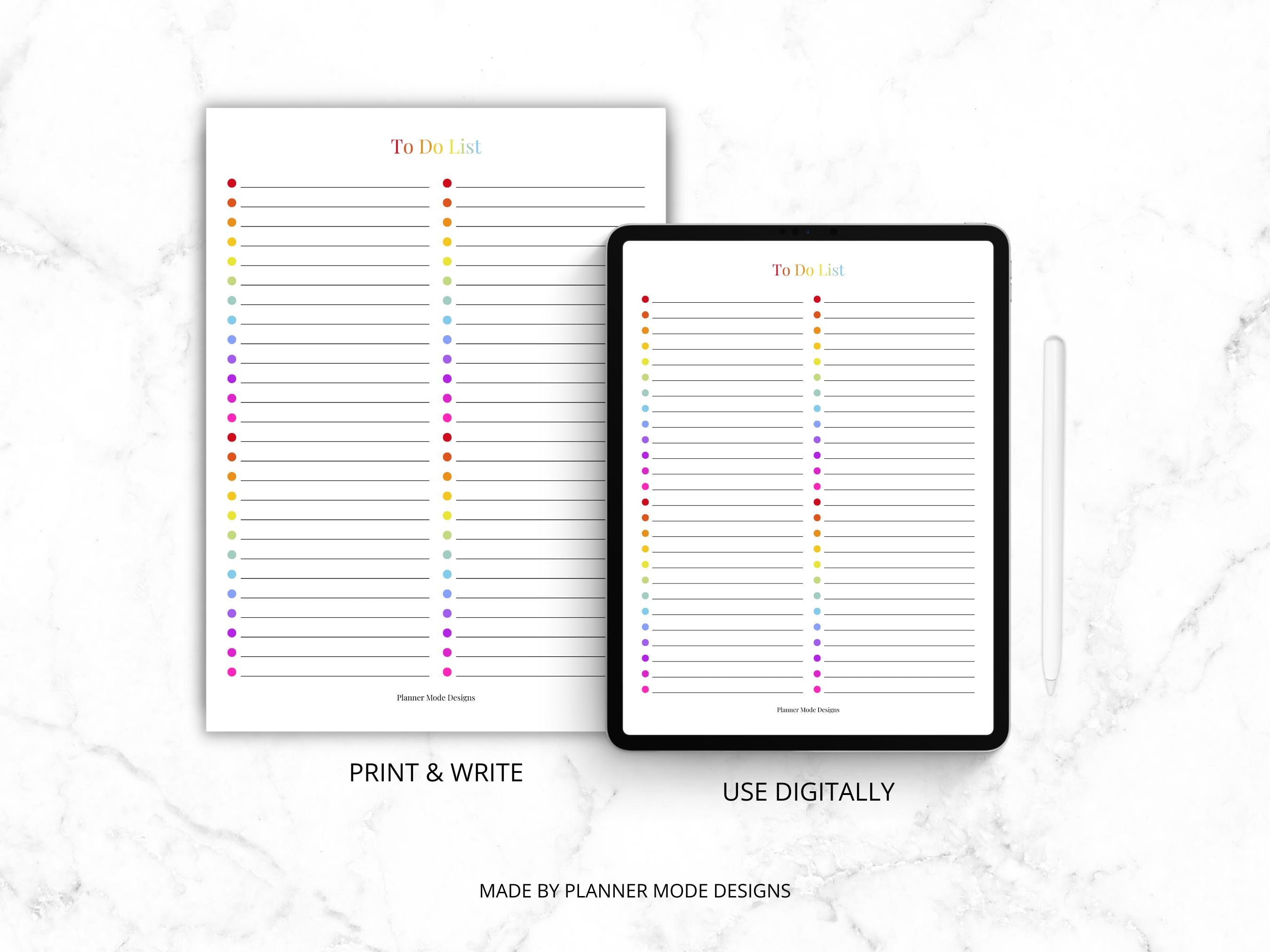 Rainbow to Do List Printable, Colorful Task Planner PDF, Daily ...