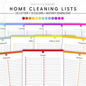 Home Cleaning Checklist Printable, Housekeeping Planner, List of Chores, Weekly Cleaning Schedule, Household Organizer, Printable PDF