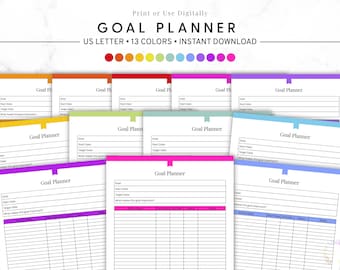 Afdrukbaar doelplanner, werkblad doelen stellen, productiviteitsplanner, sjabloon voor levensplanning, persoonlijke ontwikkeling, Instant download