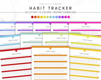 Habit Tracker Printable, Daily Habit Planner, Monthly Goal Tracker, Self Care Checklist, Routine Tracker PDF, Instant Download