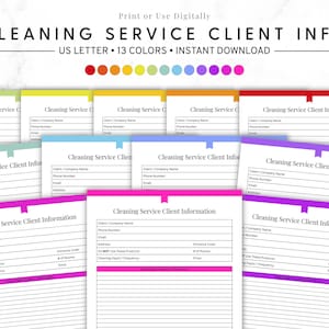 Cleaning Service Client Information Sheet, Housekeeping Customer Tracker, Maid Service Log, Cleaning Business Record, Client Organizer