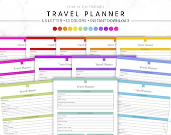 Afdrukbaar reisplanner, organisator vakantiereisplan, reischecklist, reisbudgettracker, sjabloon vakantiereizen